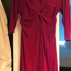 Pink 3/4 sleeve tie wrap dress
